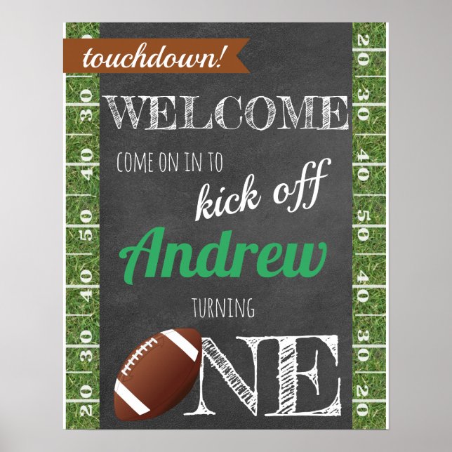 Football Welcome Sign - Birthday Party Chalkboard (Front)