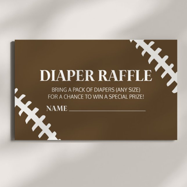 Football White Brown Baby Shower Diaper Raffle Enclosure Card (Creator Uploaded)