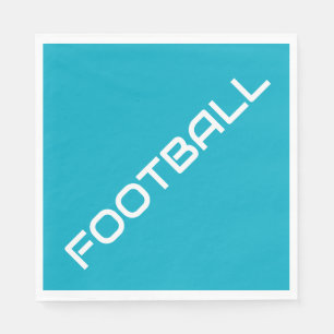 FOOTBALL White Slant Text Azure Blue Background Napkin