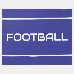 FOOTBALL White Text Stripes On Bold Deep Blue Fleece Blanket