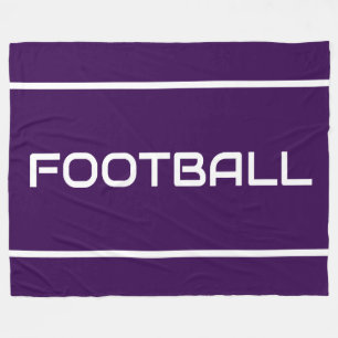 FOOTBALL White Text Stripes On Bold Deep Purple Fleece Blanket