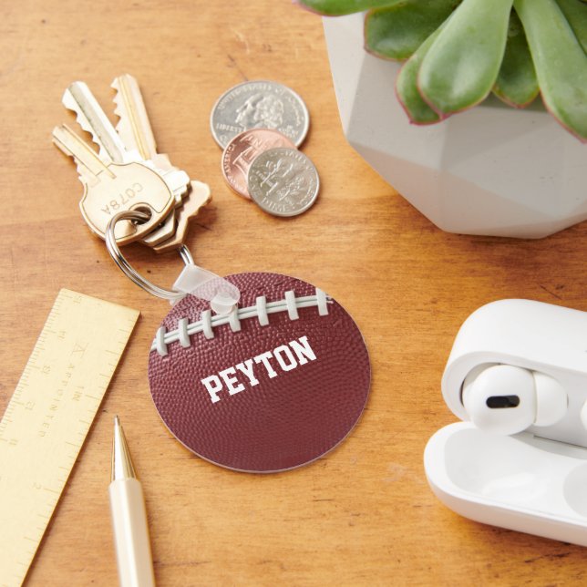 Football with Laces Look Personalised Keychain (Desk)