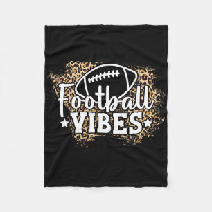 Football Womens Football Vibes Leopard Pattern Foo Fleece Blanket