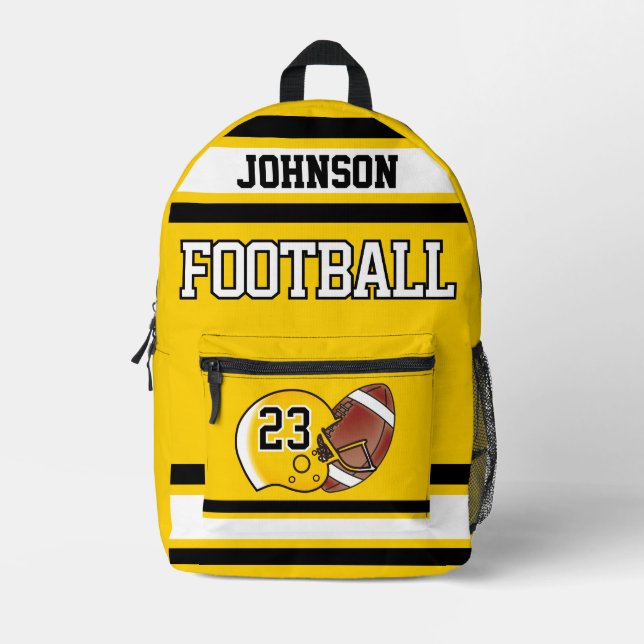 Football Yellow - Editable  Printed Backpack (Front)