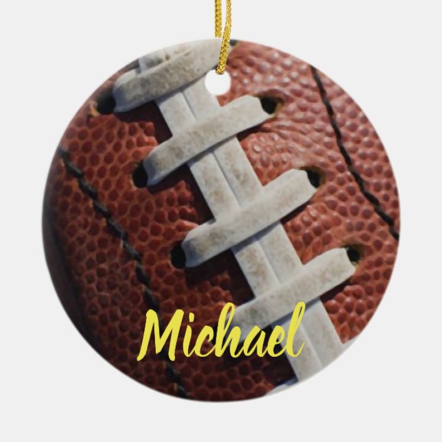 Football Your Name Ceramic Tree Decoration (Front)