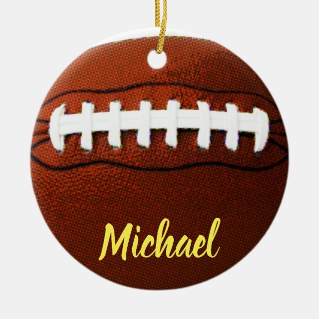 Football Your Name Ceramic Tree Decoration (Front)