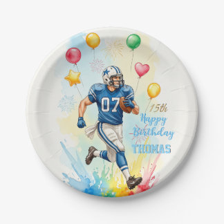 Footballer Birthday, Balloons, Fireworks, Fun Paper Plate