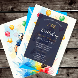 Footballer Birthday party Invitation, Balloons Fun Invitation