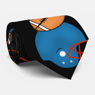 Footballs and Helmets theme black background Tie