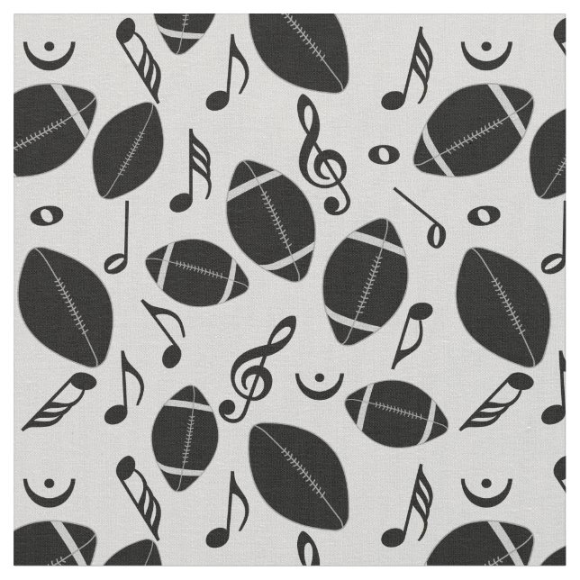 Footballs Music Notes Fabric (Close Up)