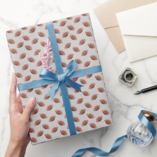 Footballs on Light Ash Grey Wrapping Paper