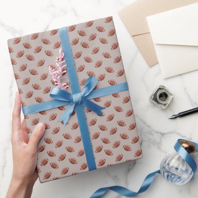Footballs on Pale Brown Wrapping Paper (Gifting)