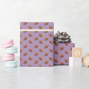 Footballs on Purple Wrapping Paper