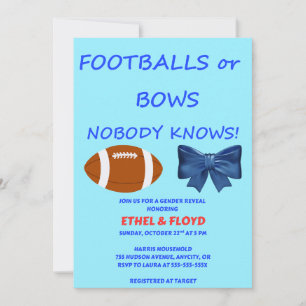 Footballs or Bows Gender Reveal Invitation