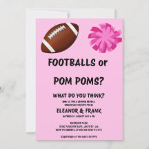 Footballs or Pom Poms Gender Reveal Invitation