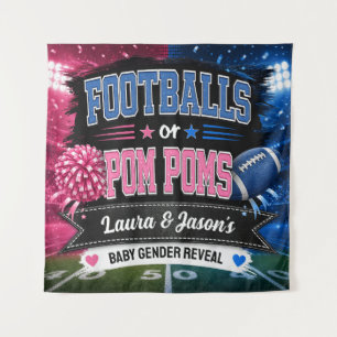 Footballs or Pom Poms Party Banner, Gender Reveal Tapestry