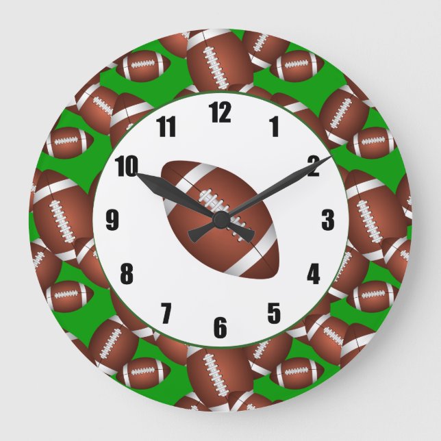 Footballs Pattern Large Clock (Front)