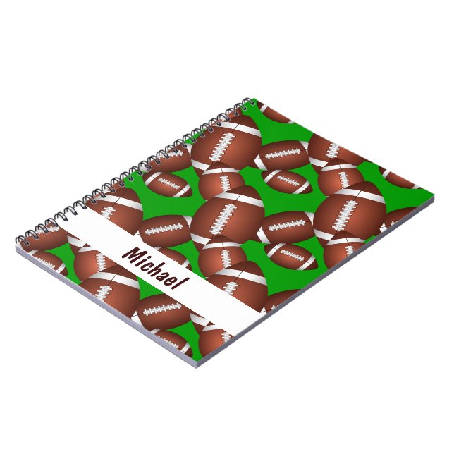 Footballs Pattern Spiral Notebook (Left Side)