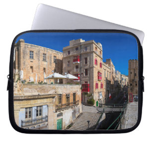 Footbridge, narrow street with stairs in Valletta Laptop Sleeve