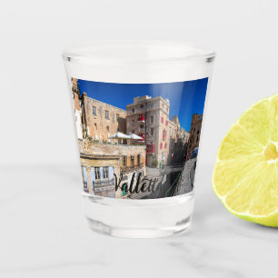 Footbridge, narrow street with stairs in Valletta Shot Glass