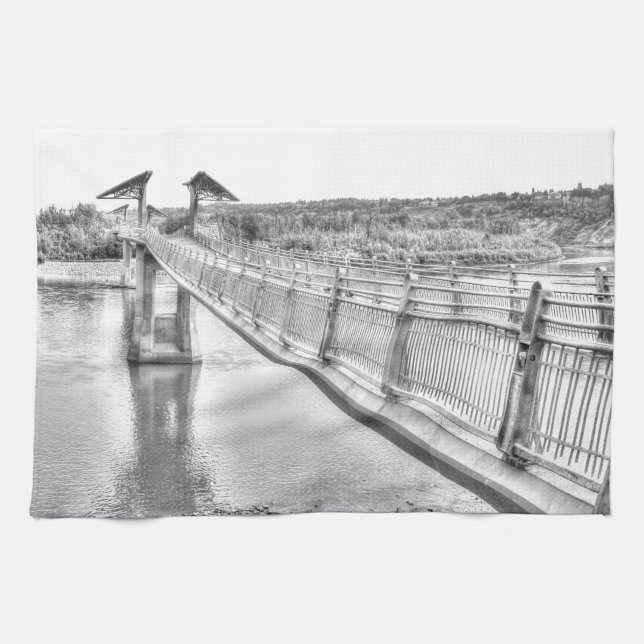 Footbridge over the North Saskatchewan River Tea Towel (Horizontal)