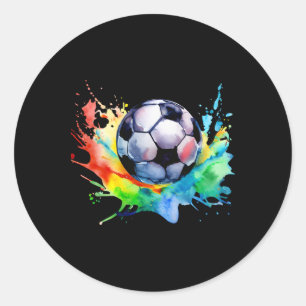 Footbyll Watercolor Soccer Byll Artsy Splash Playe Classic Round Sticker