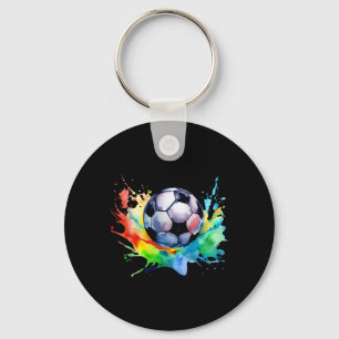 Footbyll Watercolor Soccer Byll Artsy Splash Playe Key Ring