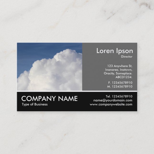 Footed Photo - 60pc Grey - Cumulus Cloud Business Card (Front)