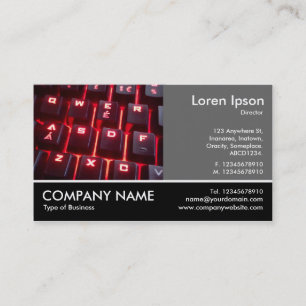 Footed Photo - 60pc Grey - Glowing Keyboard Business Card