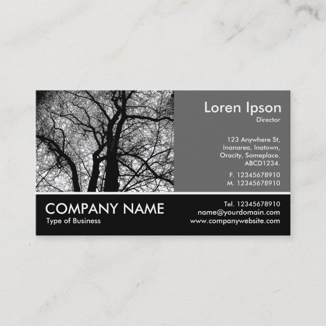 Footed Photo - 60pc Grey - High Contrast Tree Business Card (Front)