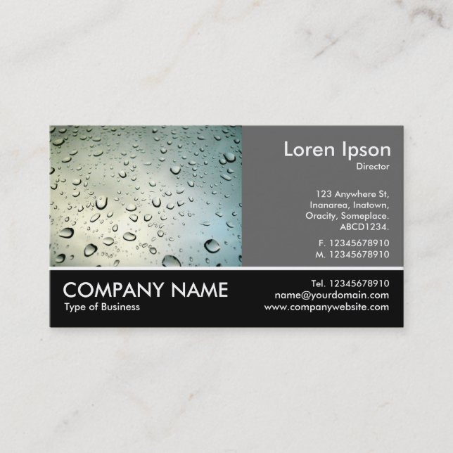 Footed Photo - 60pc Grey - Rain on my Window Business Card (Front)