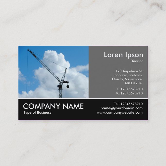 Footed Photo - 60pc Grey - Tower Crane Business Card (Front)