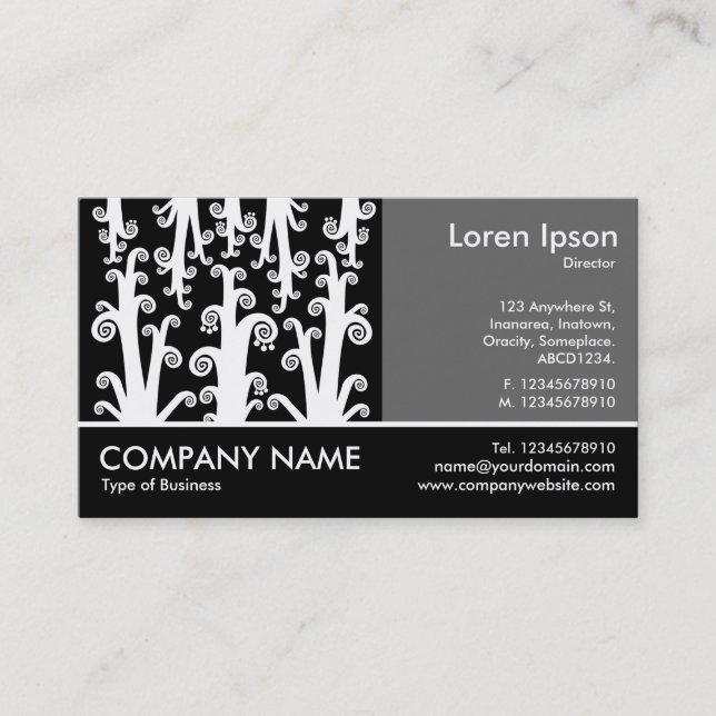 Footed Photo - 60pc Grey - Twirly Stalks Business Card (Front)