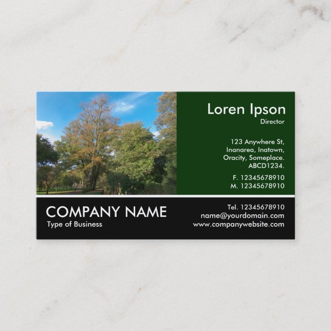 Footed Photo - Autumn in the Park Business Card (Front)