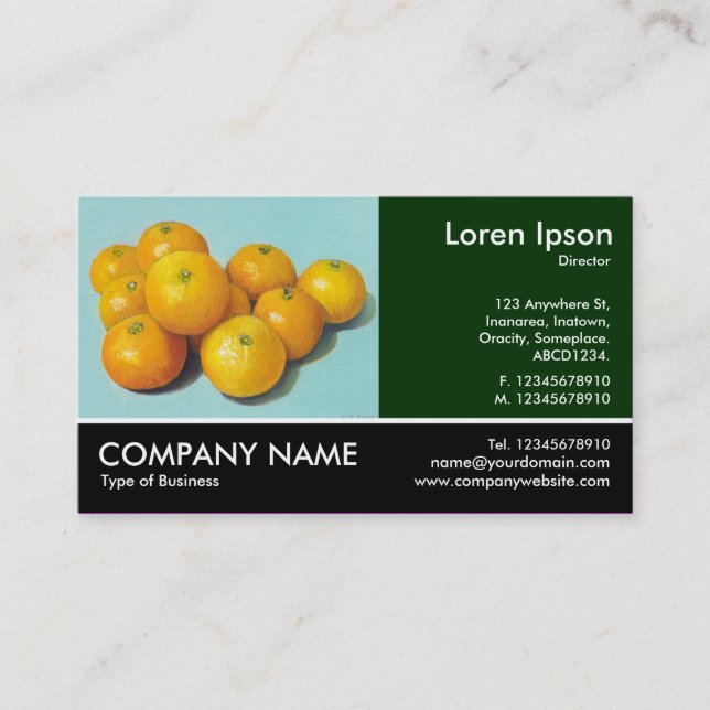 Footed Photo - Dk Green - Clementines (Painting) Business Card (Front)