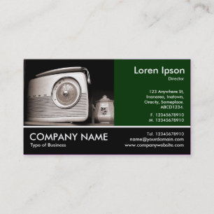 Footed Photo - Dk Green - Old Radio Business Card