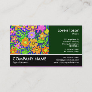 Footed Photo - Dk Green - Painted Flowers Business Card