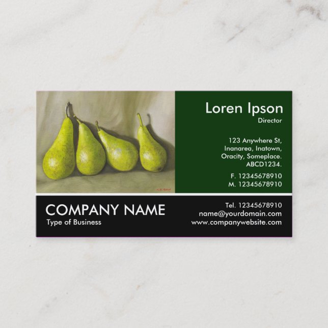 Footed Photo - Dk Green - Pears (Painting) Business Card (Front)