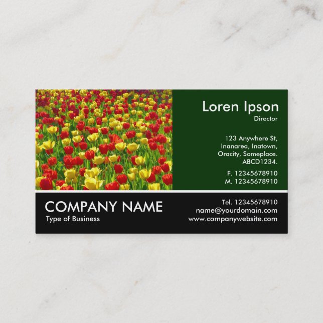 Footed Photo - Dk Green - Sea of Tulips Business Card (Front)