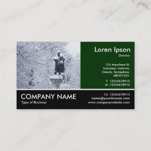 Footed Photo - Dk Green - Snow in the Park Business Card