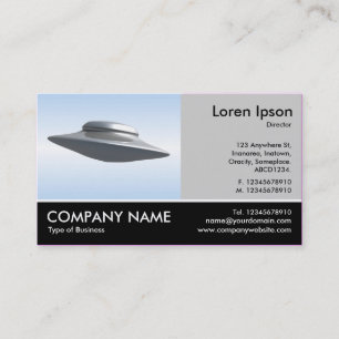 Footed Photo - Lt Grey - Flying Saucer Business Card