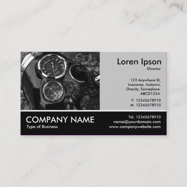 Footed Photo - Lt Grey - Motorbike Gauges Business Card (Front)