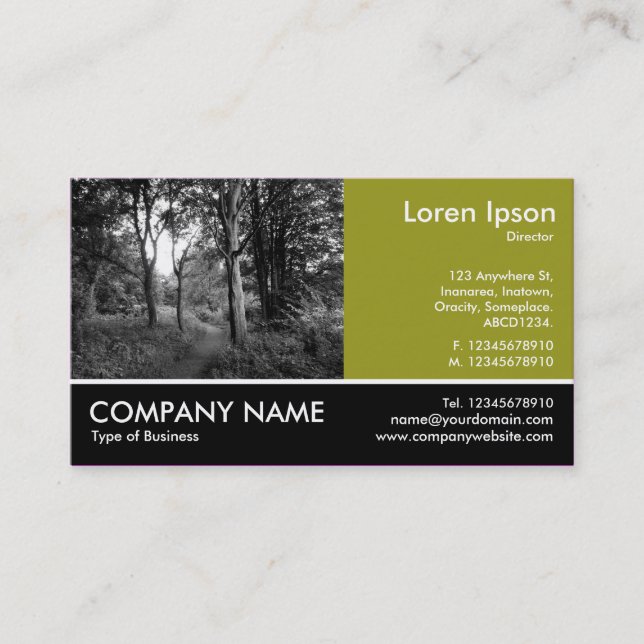 Footed Photo - Olive Green - In the Woods Business Card (Front)
