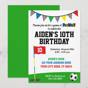 FootGolf Birthday Invitation Soccer Golf