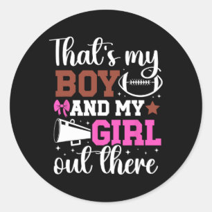 Footll And Cheer Mom Proud Cheerleading And Footll Classic Round Sticker