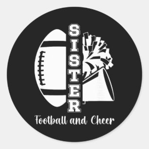 Footll And Cheer Sister Cheerleading And Footll Si Classic Round Sticker