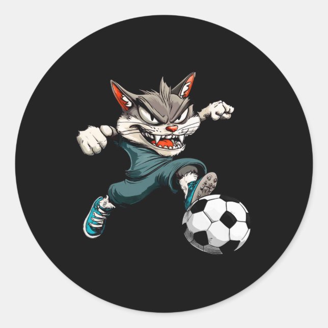 Footll Cat  Classic Round Sticker (Front)