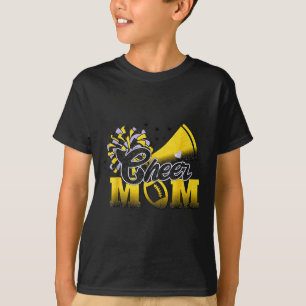 Footll Cheer Mum Biggest Fan Cheerleader Black Yel T-Shirt
