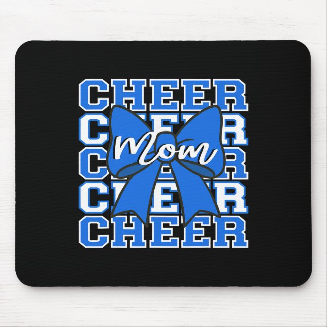 Footll Cheer Mum Game Day Blue Bow Cheerleading  Mouse Pad (Front)