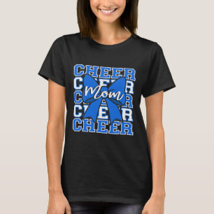 Footll Cheer Mum Game Day Blue Bow Cheerleading T-Shirt